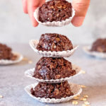 Hafer-Erdnussbutter "no bake" Cookies, schokoladiger Hafersnack für unterwegs, HaferBlogChallenge 2022